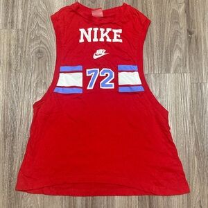Nike Women's Tank Top Active Sports Theme 72 Graphic Print Red White Blue Size S